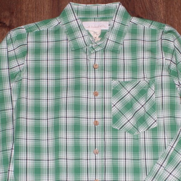 NWT Boys Well Dressed Wolf Green Plaid Button Front Holiday Shirt Casual size 10 - Picture 2 of 3